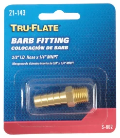 Tru-Flate Brass Barb Hose Fitting 3/8 Male 1 pc