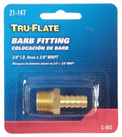 Tru-Flate Brass Barb Hose Fitting 3/8 in. Male 1 pc