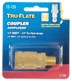 Tru-Flate Brass Quick Change Coupler 1/4 in. Male 1 pc