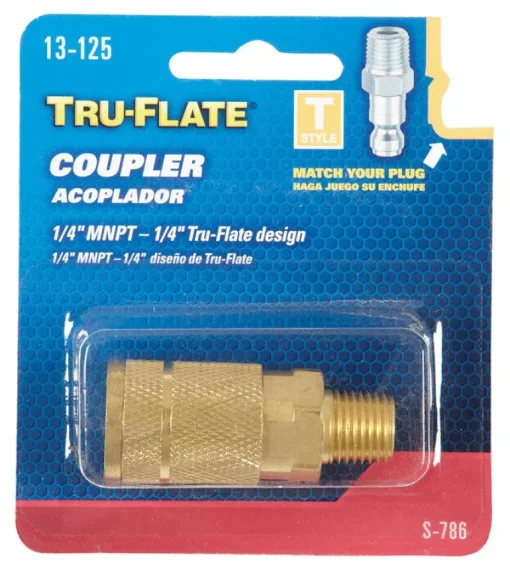 Tru-Flate Brass Quick Change Coupler 1/4 in. Male 1 pc