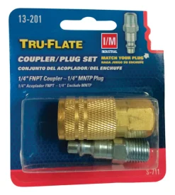 Tru-Flate Brass/Steel Air Coupler and Plug Set 1/4 in. Female 1 pc