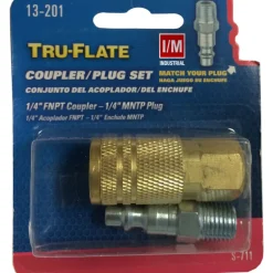 Tru-Flate Brass/Steel Air Coupler and Plug Set 1/4 in. Female 1 pc