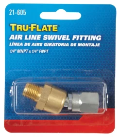 Tru-Flate Brass/Steel Air Line Swivel Fitting 1/4 in. Male 2 pc