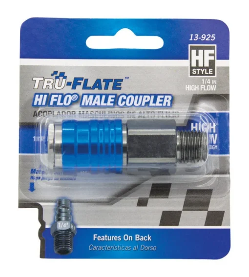 Tru-Flate Hi Flo Aluminum Coupler 1/4 in. Male 1 pc