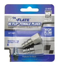 Tru-Flate HI FLO Anodized Aircraft Aluminum Plug 1/4 in. Female 2 pc