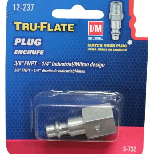 Tru-Flate Steel 1/4 in. I/M Style Plug 3/8 in. Female 1 pc
