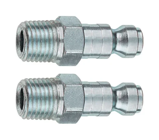 Tru-Flate Steel 1/4 in. T-Style Plug 1/4 in. Male 2 pc