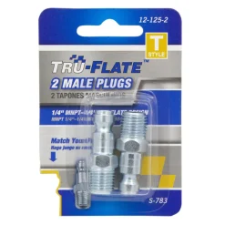 Tru-Flate Steel 1/4 in. T-Style Plug 1/4 in. Male 2 pc
