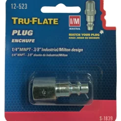 Tru-Flate Steel Industrial/Milton Plug 1/4 in. Male 1 pc