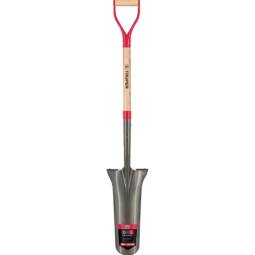 Truper Tru-Tough 48 in. Steel Round Drain Spade Wood Handle