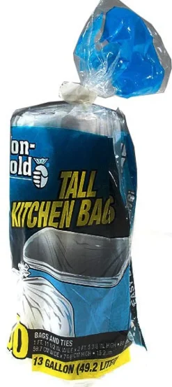 Tuffsak 1372521 13 Gallon Iron-HoldÂ® Tall Kitchen Bags 30 Count (Pack of 12)