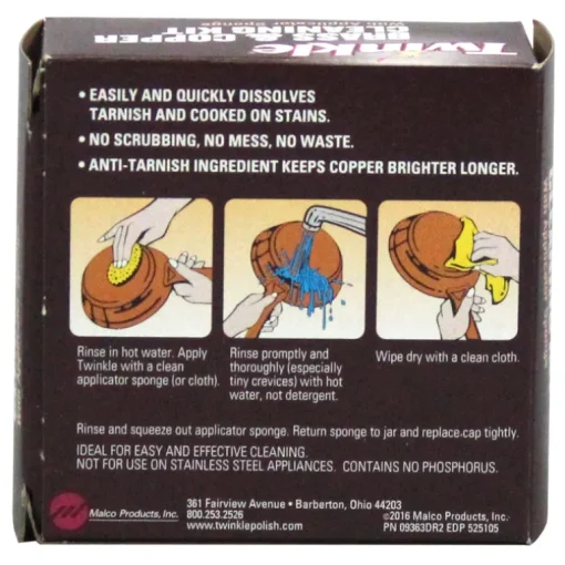 Twinkle Brass & Copper Cleaning Kit with Applicator Sponge, 4.4 oz. (Pack of 12)