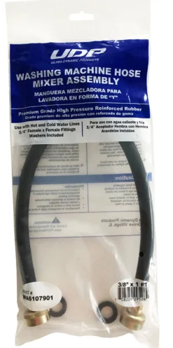 Ultra Dynamic Products 3/8 in. Hose Thread X 3/4 in. D FHT 12 in. Rubber Washing Machine Hose