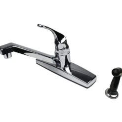 Ultra Faucets Non Metallic One Handle Chrome Kitchen Faucet Side Sprayer Included