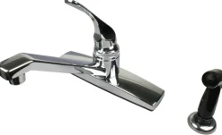 Ultra Faucets Non Metallic One Handle Chrome Kitchen Faucet Side Sprayer Included