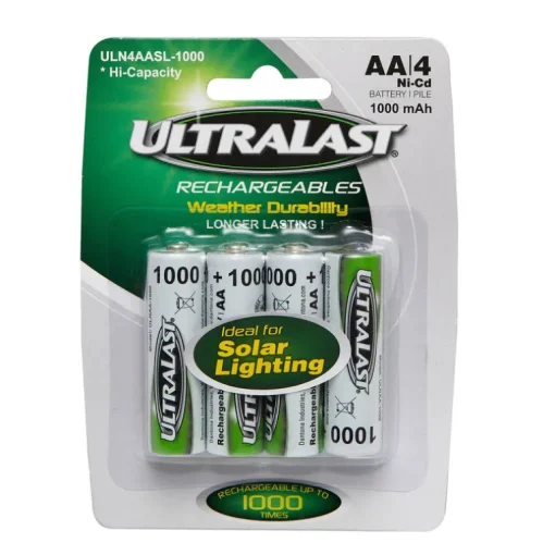 Ultralast Ni-Cad AA 1.2 volt Solar Rechargeable Battery ULN4AASL-1000 4 pk