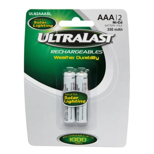 Ultralast Ni-Cad AAA 1.2 volt Solar Rechargeable Battery ULN2AAASL 2 pk
