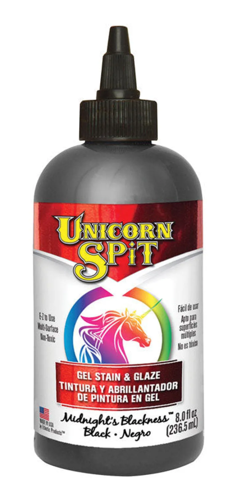 Unicorn Spit Flat Black Gel Stain and Glaze 8 oz. (Pack of 6)
