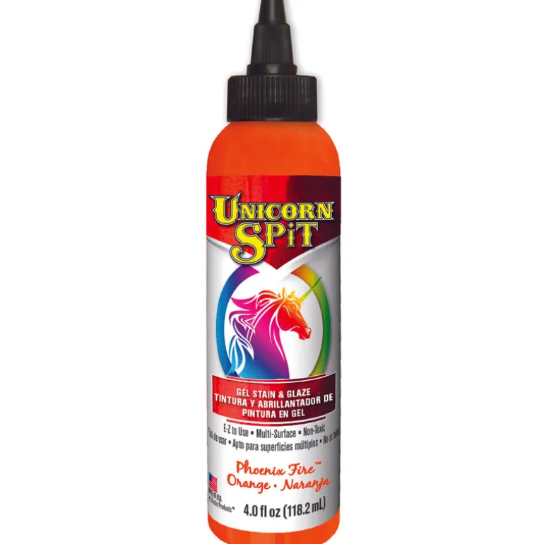Unicorn Spit Flat Orange Gel Stain and Glaze 4 oz. (Pack of 6)