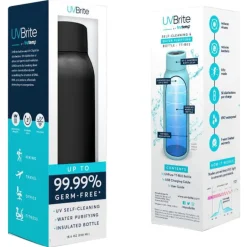 UVBrite 20.3 oz. Self-Cleaning Water Bottle Black