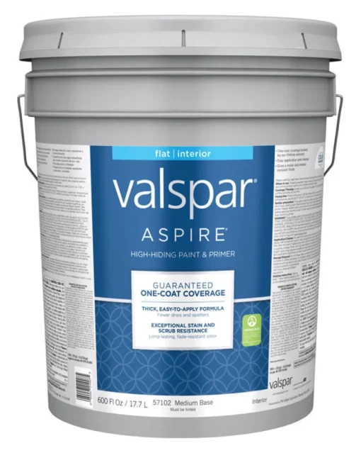 Valspar Aspire Paint Acrylic Interior Flat Medium Base 5 Gl 0 Voc
