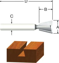Vermont American 1/2 in. D X 1/2 in. X 1-3/4 in. L Carbide Tipped Dovetail Router Bit