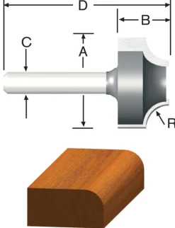 Vermont American 1 in. D X 1/4 in. X 1 in. L Carbide Tipped Ovolo Router Bit