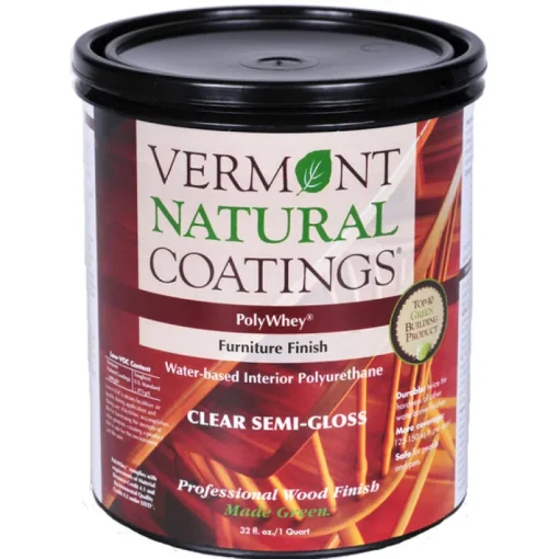 Vermont Natural Coatings PolyWhey Semi-Gloss Clear Water-Based Furniture Finish 1 qt