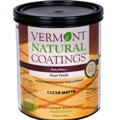 Vermont Natural Coatings PolyWhey Matte Clear Water-Based Floor Finish 1 qt (Pack of 6).