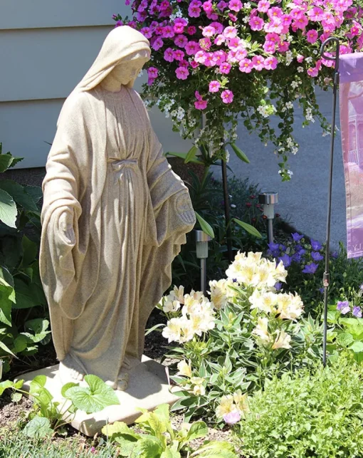 Virgin Mary Statue – Natural Sandstone Appearance – 34"