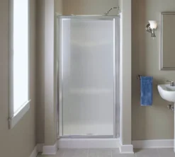 Vista Pivot 65.5 in. H X 36 in. W Silver Silver Framed Shower Door