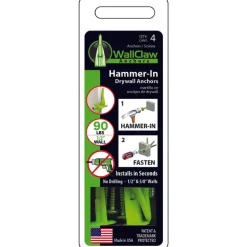 WallClaw Anchors .25 in. D X 2 in. L Plastic/Steel Pan Head Wallboard Anchors 4 pk