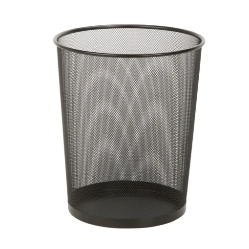 WASTEBSKT METAL BLK 14"H