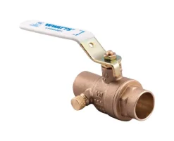 Watts 1/2 in. Brass Sweat 200 PSI Ball Valve with Drain Full Port