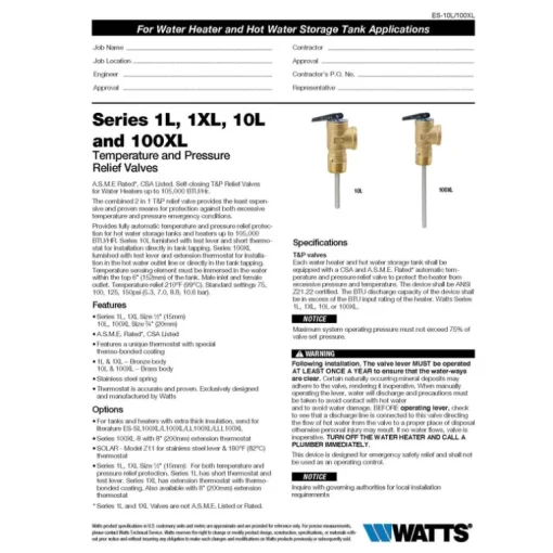 Watts 3/4 in. MNPT Bronze Temperature and Pressure Relief Valve 3/4 in. FNPT 1 pk