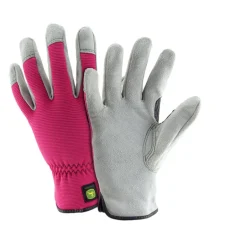 West Chester John Deere Women's Leather/Spandex Performance/Hi-Dexterity Work Gloves Pink S/M (Pack of 3)