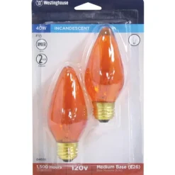 Westinghouse 40 W F15 Specialty Incandescent Bulb E26 (Medium) Amber 2 pk