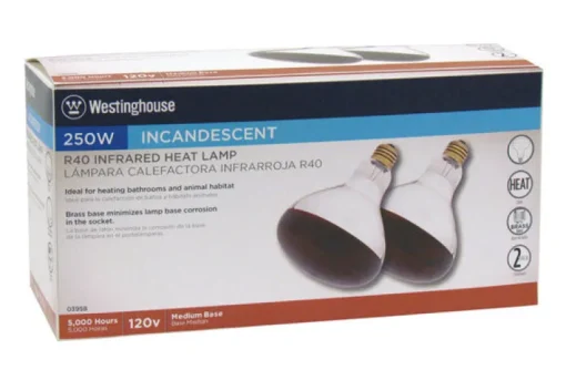 Westinghouse 250 W R40 Heat Lamp Incandescent Light Bulb Medium Base Red 2 pk
