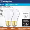 Westinghouse Appliance 40 W A15 A-Line Incandescent Bulb E26 (Medium) White 2 pk