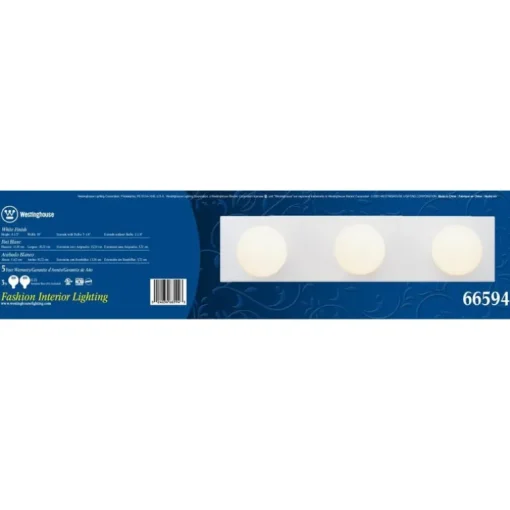 Westinghouse White 3 lights Incandescent Bathroom Bar Fixture Wall Mount