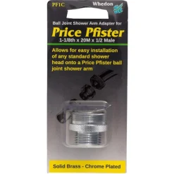 Whedon Pfister Chrome Plated Solid Brass Shower Arm Adapter 1-1/8 L x 1 H x 1-1/8 W in.