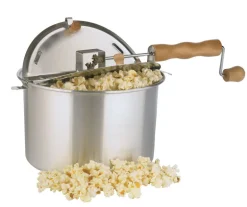 Whirley Pop Aluminum Stove Top Popcorn Popper 16.5 in. 6 qt Silver