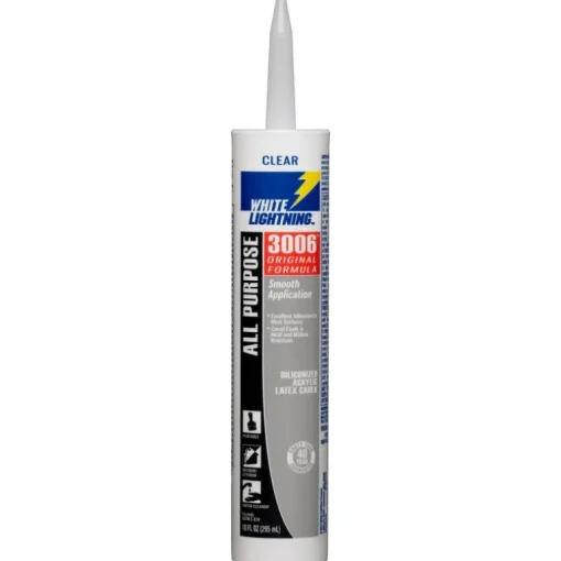 White Lightning 3006 Clear Siliconized Acrylic Caulk Sealant 10 oz. (Pack of 12)