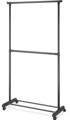 Whitmor 6898-10159 18.5 X 37.25 X 70.25 Black Adjustable 2-Rod Garment Rack
