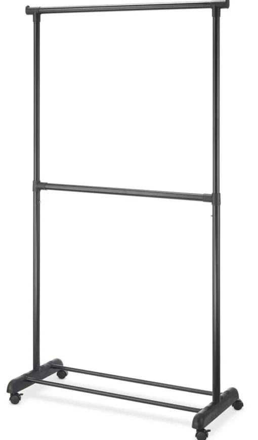 Whitmor 6898-10159 18.5 X 37.25 X 70.25 Black Adjustable 2-Rod Garment Rack