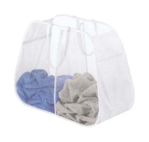 Whitmor Pop N' Fold White Duramesh Nylon Hamper