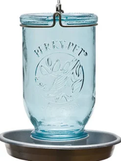 Wild Bird Waterer, Antique Blue Mason Jar