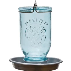 Wild Bird Waterer, Antique Blue Mason Jar