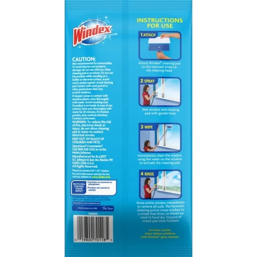 Windex Outdoor All-In-One No Scent Glass Cleaner Refill 2 pk Wipes