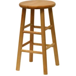 Winsome Wood 81884 24" Natural Beveled Seat Barstool (Pack of 2)